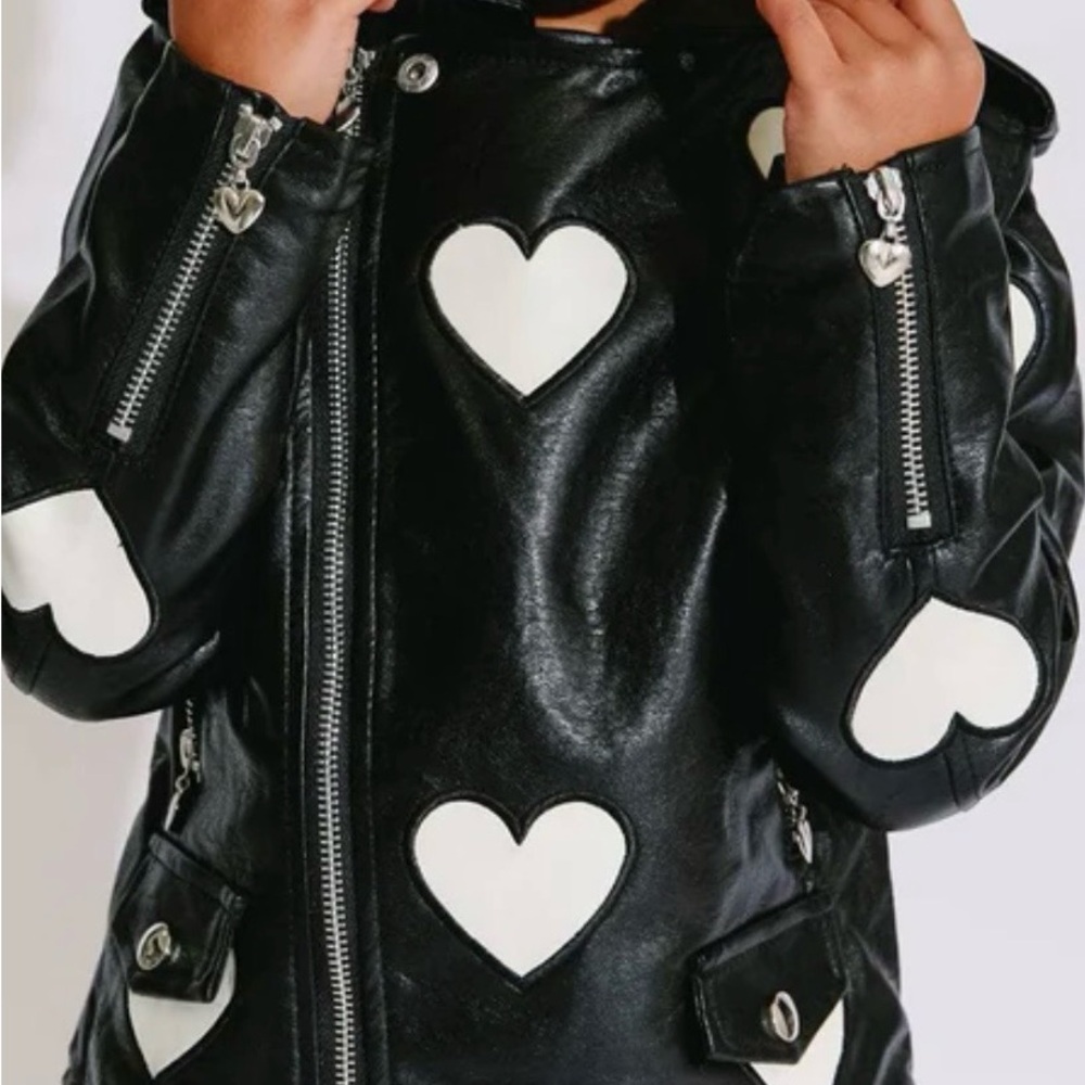 HEART VEGAN LEATHER JACKET